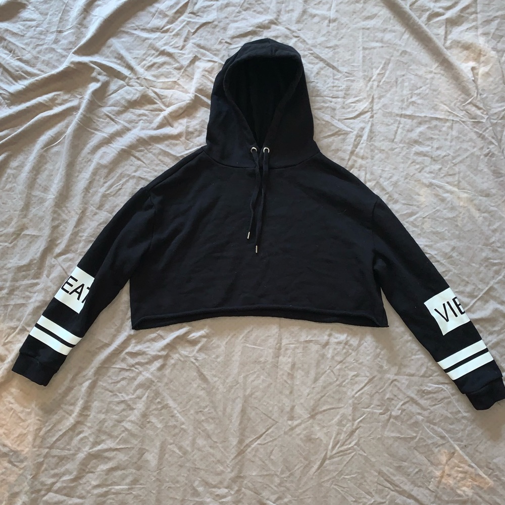 Black Cropped Hoodie